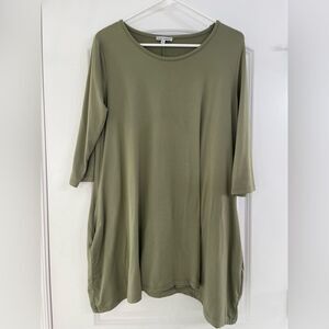 Olive Green Mary Square Tunic with Pockets Small
